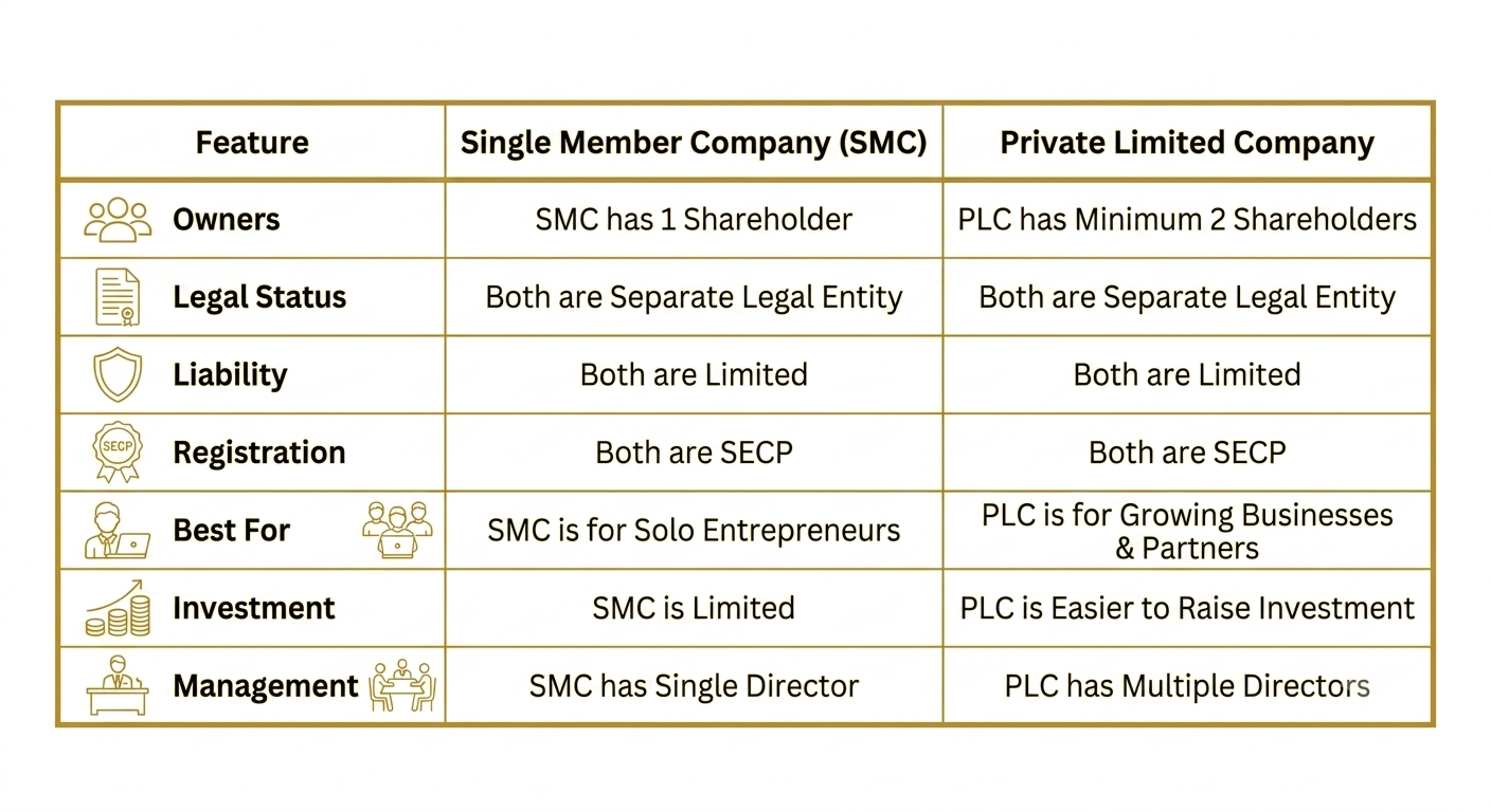 SMC vs Private Limited Company Registration comparison in Pakistan